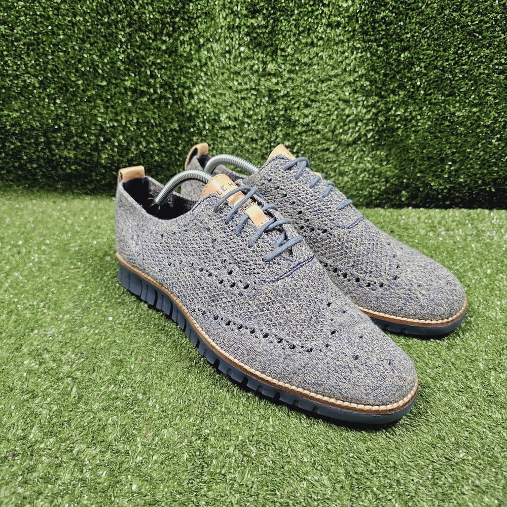 Cole Haan Zerogrand Grey Stitchlite Wingtip Oxford Shoes Mens Size 9 M